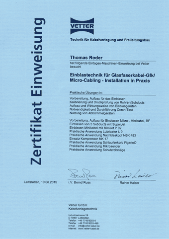Zertifikat Vetter